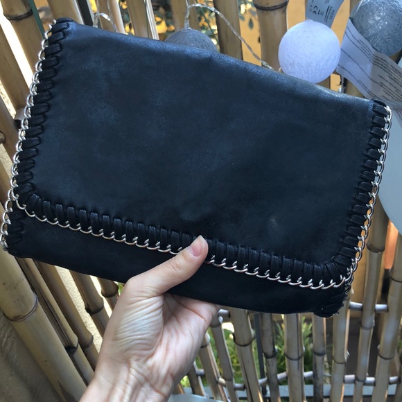 Handbags - Chain lace black clutch bag